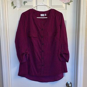 Kim Rogers Purple and Black Striped Blouse